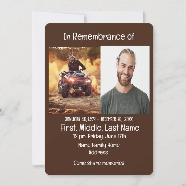 Mémorial Service Invitation Quad Dirt Moto (Devant)