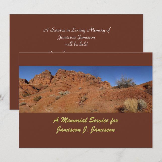 Memorial Service Invitation, Red Rock Hills Invitation (Front/Back)