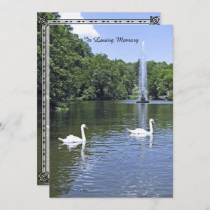 Memorial Service Invitation, Swans and Fountain Invitation