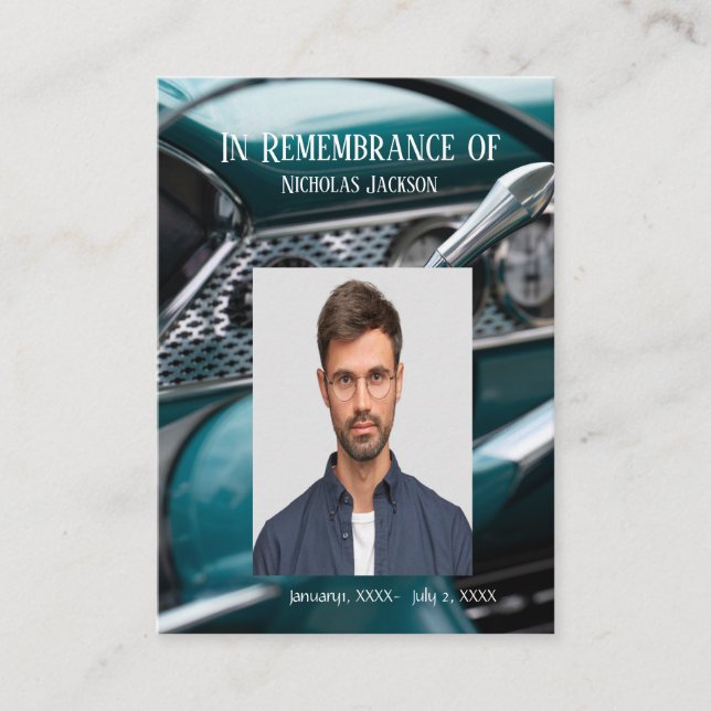 Memorial Service Invite Antique Cars Auto Vehicles (Front)