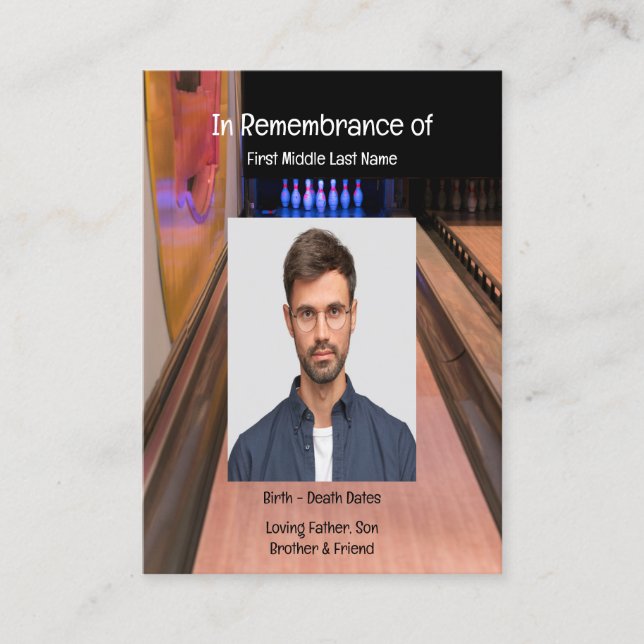 Memorial Service Invite Bowling Lane Bowler (Front)