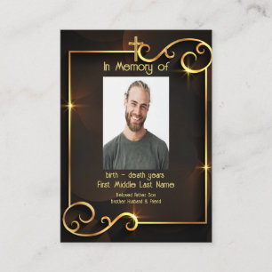 Memorial Service Invite Classic Modern Black Gold