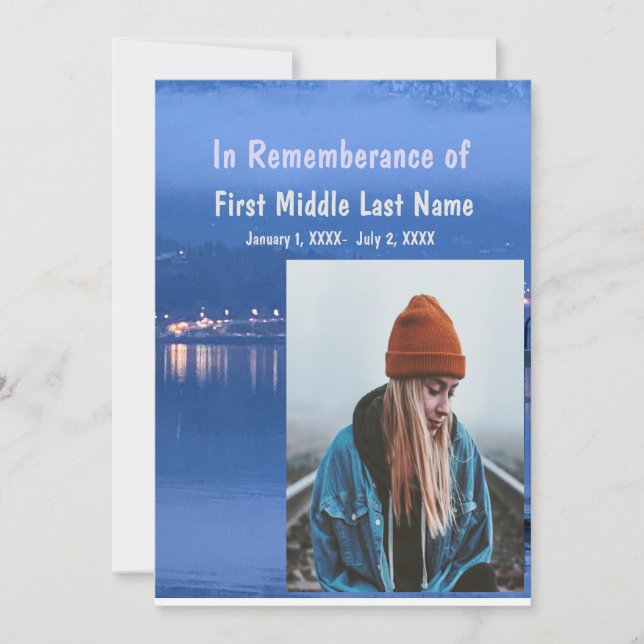 Memorial Service Invite Dawn Lake Morning Traffic (Front)