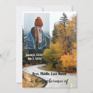 Memorial Service Invite Fall Road Autumn Leaves