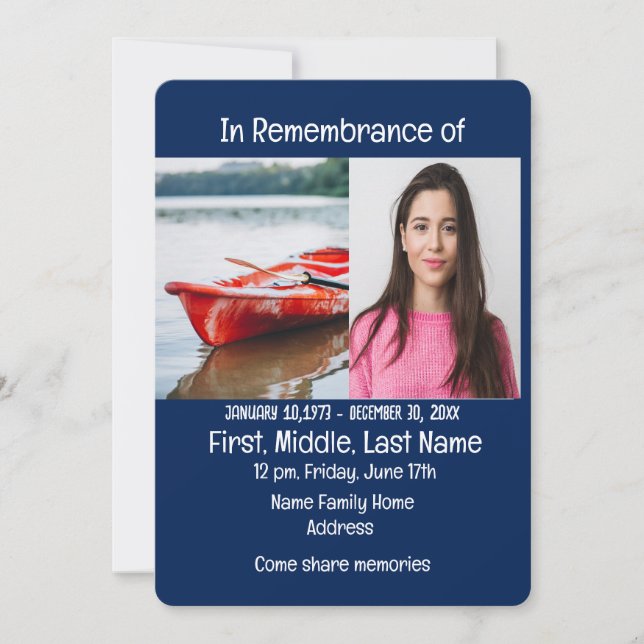 Memorial Service Invite Figure Skating Skater  (Front)