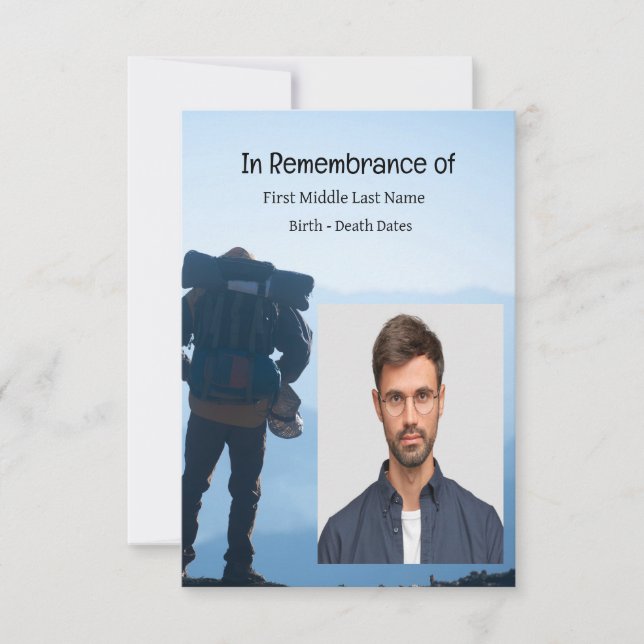 Memorial Service Invite Hiking Trekking Adventurer (Front)