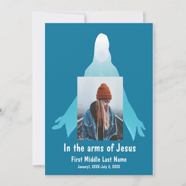 Memorial Service Invite In the Arms of Jesus (Front)