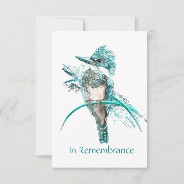 Memorial Service Invite Kingfisher Bird (Front)