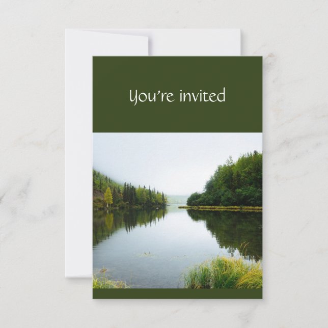 Memorial Service Invite Lake Tree Shore Nature (Front)