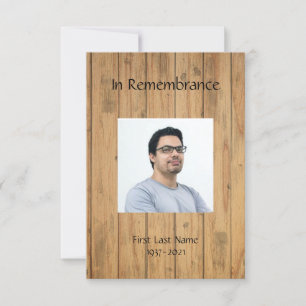 Memorial Service Invite Masculine Wood Panel 