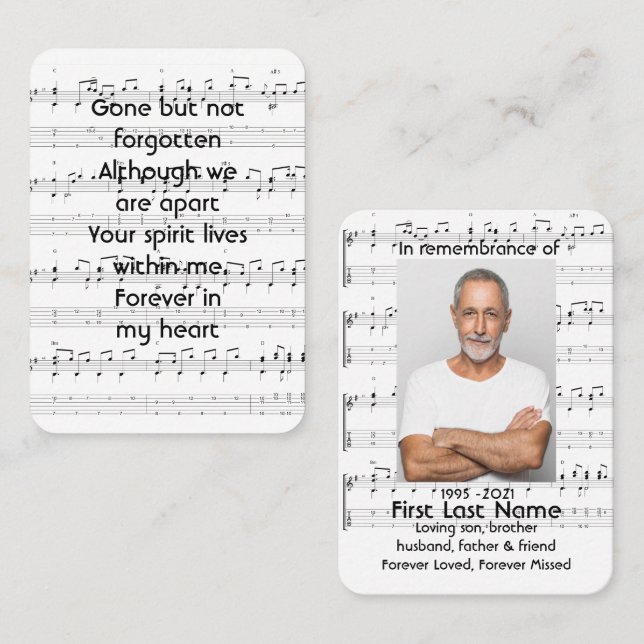 Memorial Service Invite Music Notes background (Front/Back)