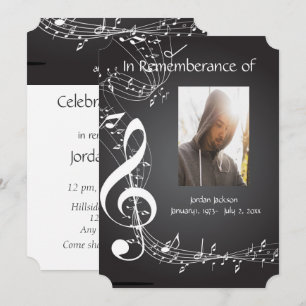 Memorial Service Invite Music Notes background
