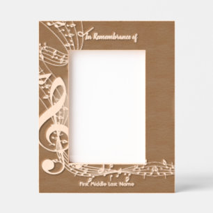 Memorial Service Invite Music Notes background Etched Frames