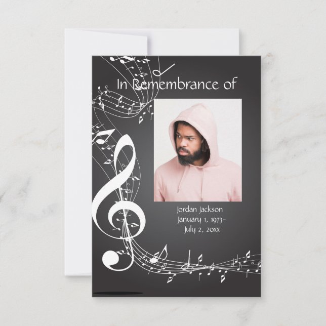 Memorial Service Invite Music Notes Custom (Front)