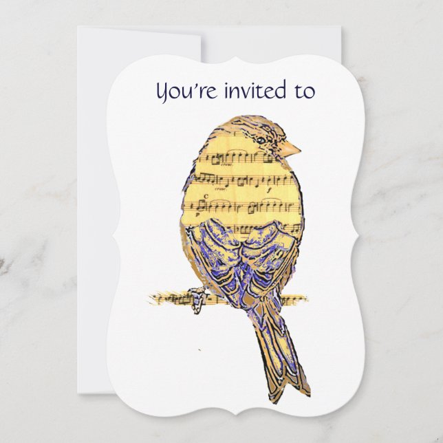 Memorial Service Invite Music with Bird (Front)