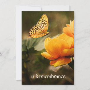 Memorial Service Invite Orange Garden Butterfly