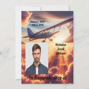 Memorial Service Invite Pilot Airplane Flying Suns