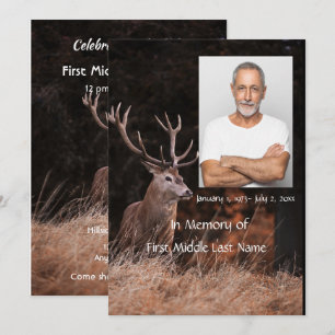 Memorial Service Invite Stag Deer Outdoorsman