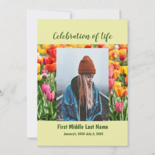 Memorial Service Invite Tulip Garden Flowers