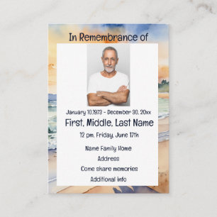 Memorial Service Invite Watercolor Beach Paradise 