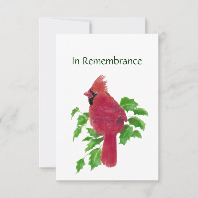 Memorial Service Invite Watercolor Cardinal Bird (Front)
