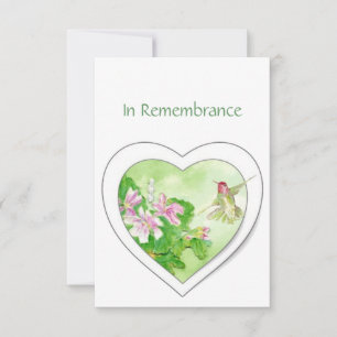 Memorial Service Invite Watercolor Hummingbird