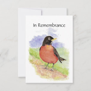 Memorial Service Invite Watercolor Robin Bird