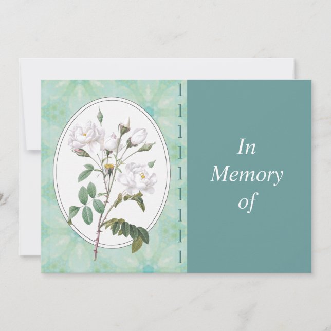Memorial Service Invite Wild White Rose Custom (Front)