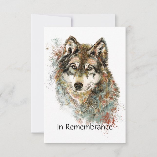 Memorial Service Invite Wolf Wildlife Art (Front)