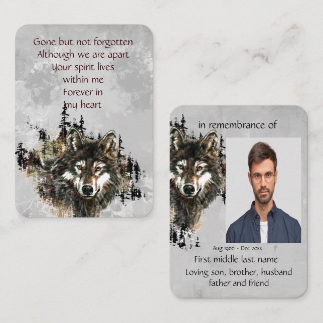 Memorial Service Invite Wolf Wolves Animal art (Front/Back)