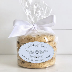 Memorial Service Memory Of Baked With Love Favour Oval Sticker