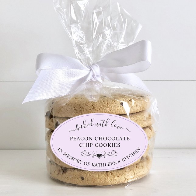 Memorial Service Memory Of Baked With Love Favour Oval Sticker (Memorial Service Memory Of Baked With Love Favor Oval Sticker)