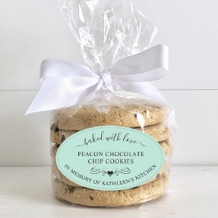 Memorial Service Memory Of Baked With Love Favour Oval Sticker