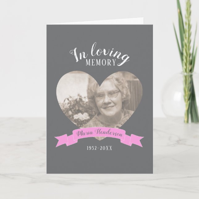 Memorial service photo pink ribbon program (Front)