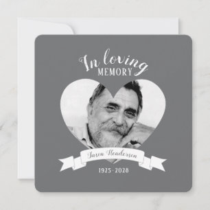 Memorial service photo white ribbon memory invites