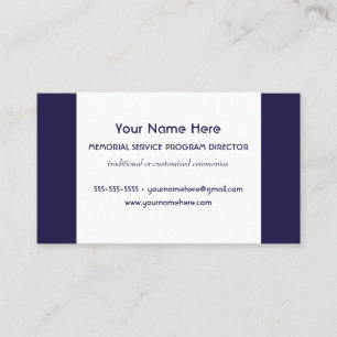 Memorial Service Program Director elegant blue Business Card