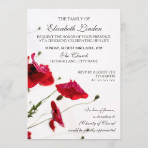 Memorial Service Red Poppies Invitation