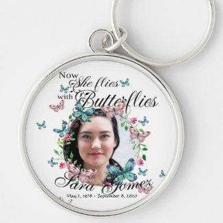 Memorial She Now Flies with Butterflies Keychain