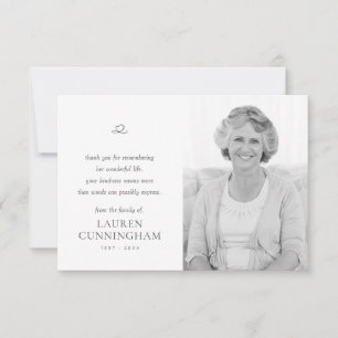 Memorial Simple Minimalist Modern Photo Thank You Card