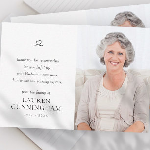 Memorial Simple Minimalist Modern Photo Thank You Card