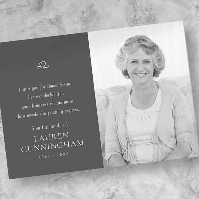 Memorial Simple Minimalist Modern Photo Thank You Card (Creator Uploaded)