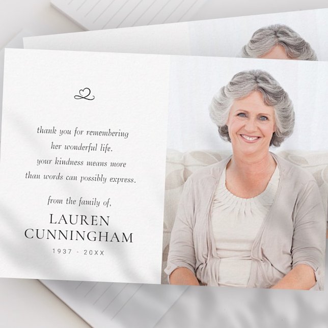 Memorial Simple Minimalist Modern Photo Thank You Card (Creator Uploaded)