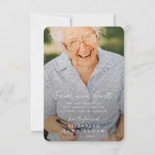 Memorial Simple Modern Forever in our Hearts Photo Thank You Card
