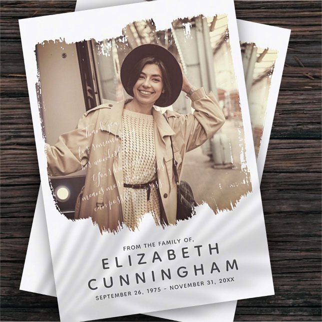 Memorial Simple Modern Frame Custom Photo  Thank You Card (Creator Uploaded)