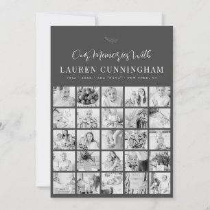 Memorial Simple Modern Minimalist 25 Photo Thank You Card