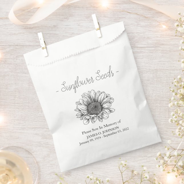Memorial Sunflower Seed Funeral  Favour Bag (Clipped)