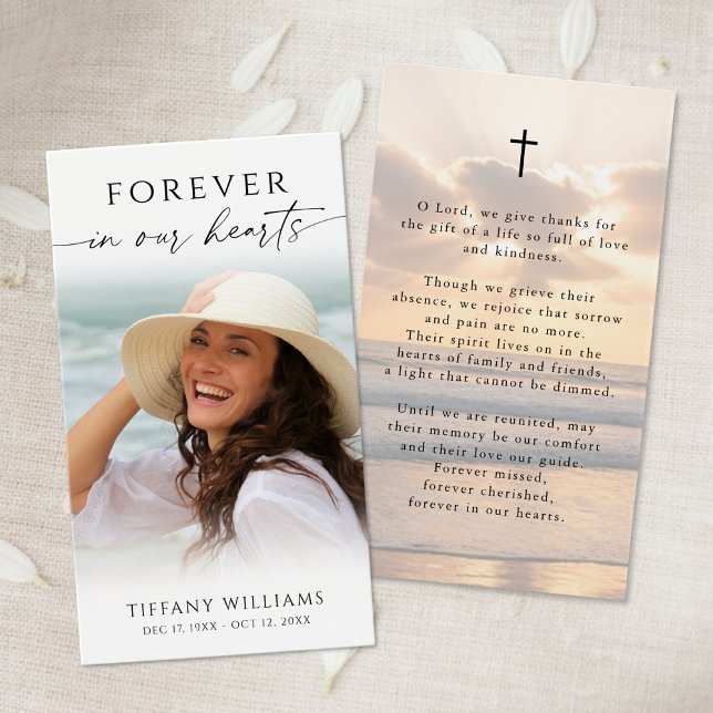 Memorial Sunset Beach Photo Cross Prayer Card (Créateur téléchargé)
