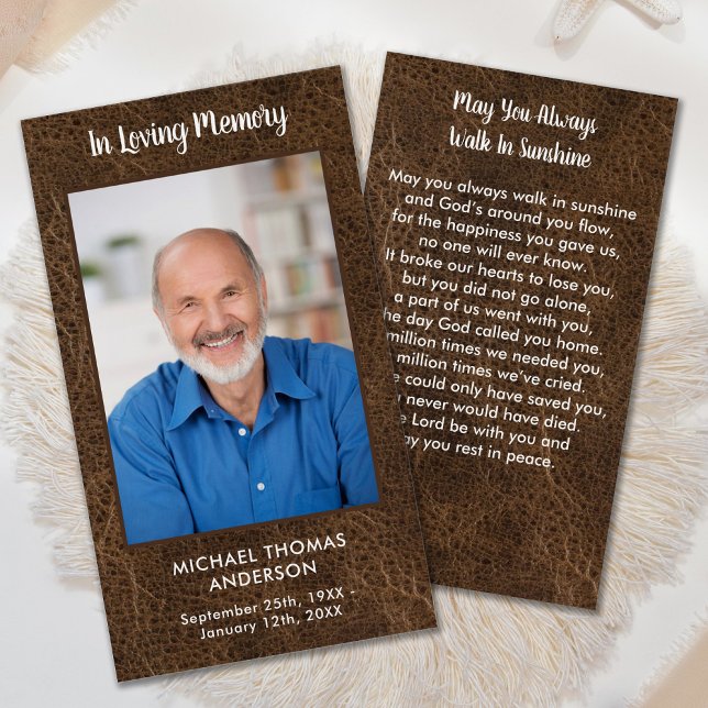 Memorial Sympathy Faux Leather Funeral Prayer Card (Creator Uploaded)