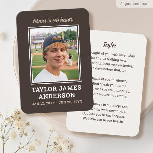 Memorial Sympathy Funeral Card Modern Photo Brown