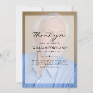 Memorial Sympathy Photo Vellum Overlay Funeral Thank You Card